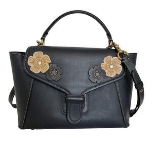 COACH 1941 Courier Tea Rose Glovetanned Leather Satchel Carryall‎ 88348 Navy Bag